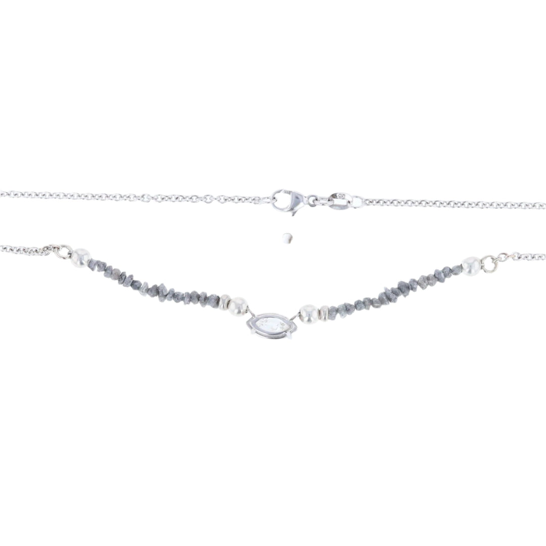 Marquise Diamond Necklace with Rough Diamond Beads