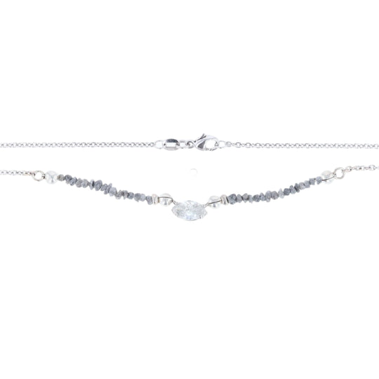 Marquise Diamond Necklace with Rough Diamond Beads