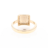 Gold Quartz Ring Square Inlaid Halo .14ctw Diamonds Design