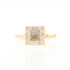 Gold Quartz Ring Square Inlaid Halo .14ctw Diamonds Design