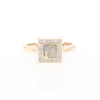 Gold Quartz Ring Square Inlaid Halo .14ctw Diamonds Design