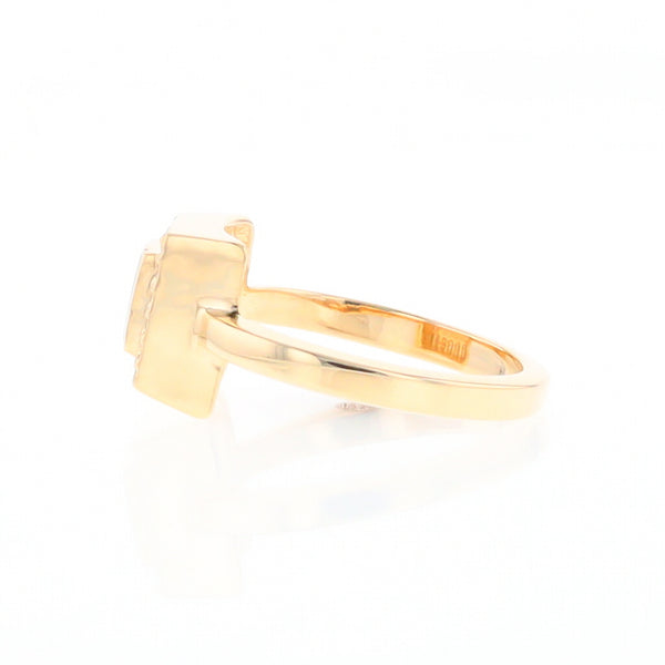 Gold Quartz Ring Square Inlaid Halo .14ctw Diamonds Design