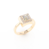 Gold Quartz Ring Square Inlaid Halo .14ctw Diamonds Design