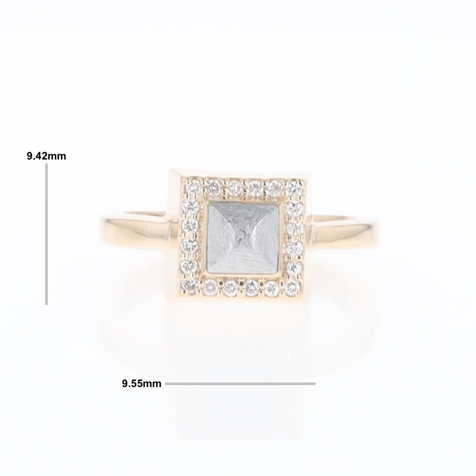 Meteorite Ring Square Inlaid Halo .14ctw Diamonds Design