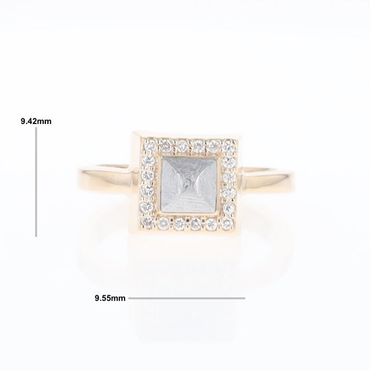 Meteorite Ring Square Inlaid Halo .14ctw Diamonds Design