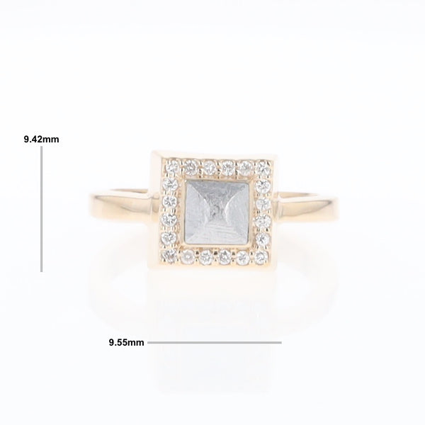 Meteorite Ring Square Inlaid Halo .14ctw Diamonds Design