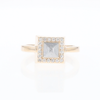 Meteorite Ring Square Inlaid Halo .14ctw Diamonds Design