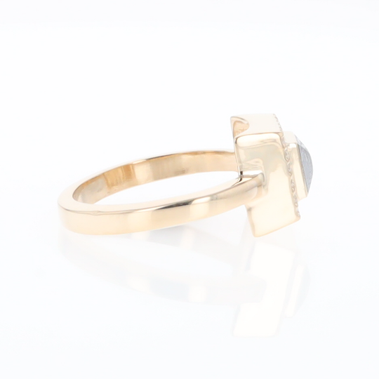 Meteorite Ring Square Inlaid Halo .14ctw Diamonds Design