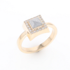 Meteorite Ring Square Inlaid Halo .14ctw Diamonds Design