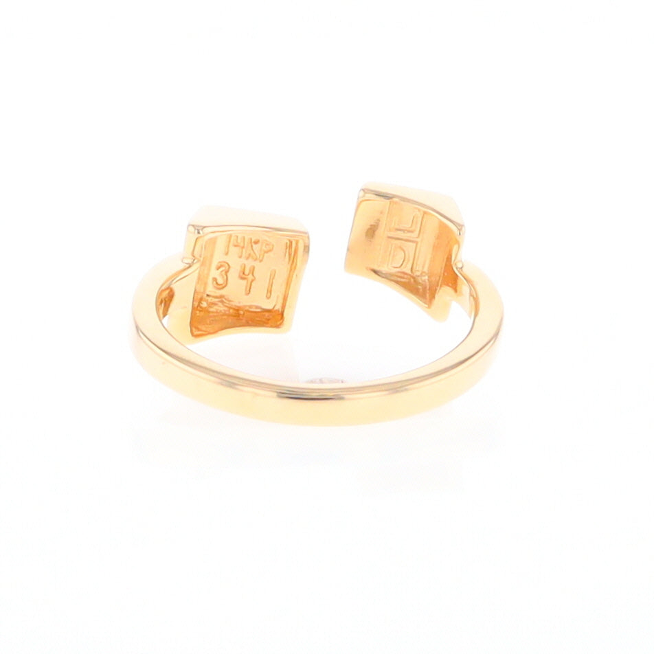 Gold Quartz Ring Wrap Double Square Inlaid Design