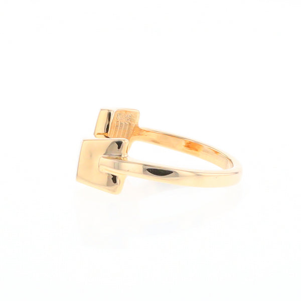 Gold Quartz Ring Wrap Double Square Inlaid Design