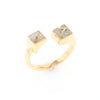 Gold Quartz Ring Wrap Double Square Inlaid Design