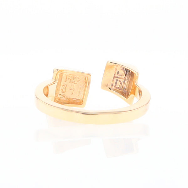 Gold Quartz Ring Natural Nuggets Inlaid Wrap Double Square Design