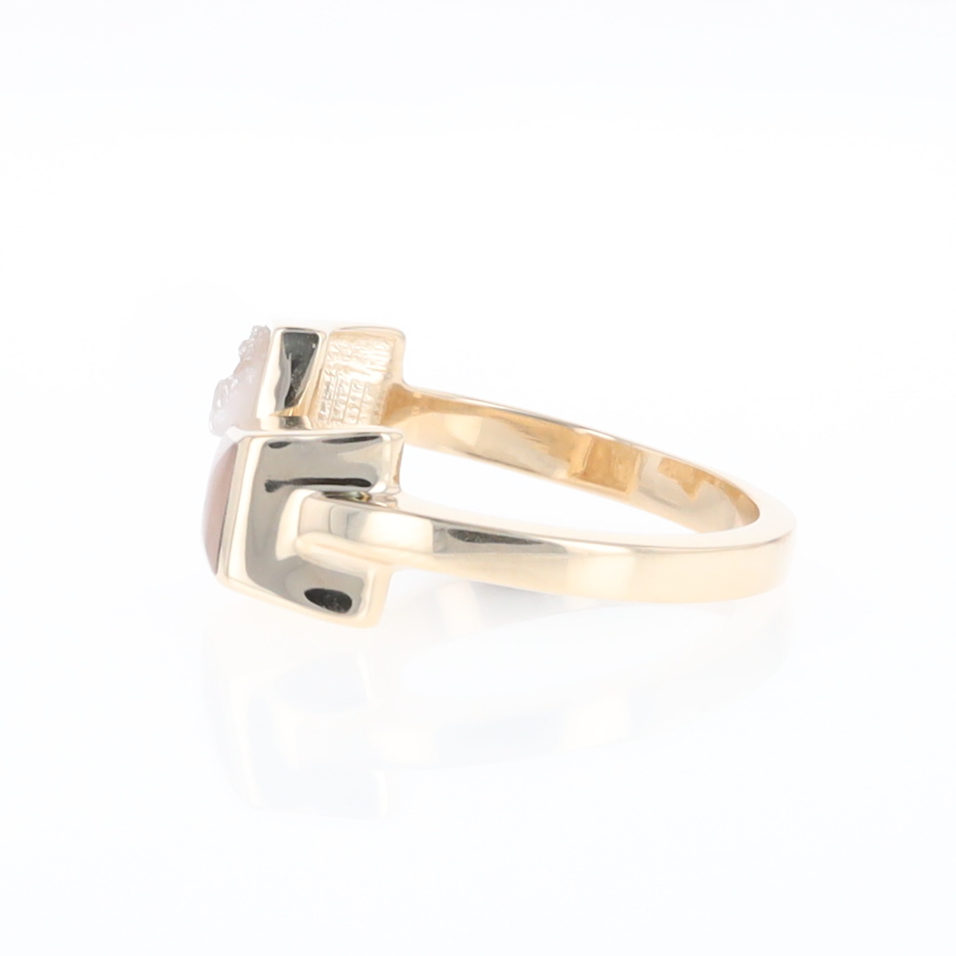 Rose and Druzy Quartz Ring Inlaid Wrap Double Square Design