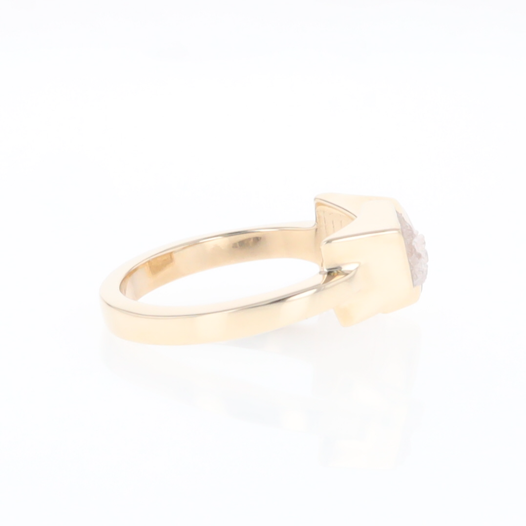 Rose and Druzy Quartz Ring Inlaid Wrap Double Square Design