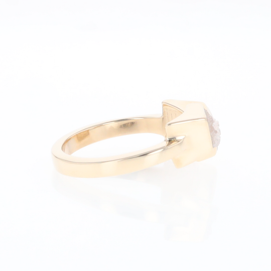 Rose and Druzy Quartz Ring Inlaid Wrap Double Square Design