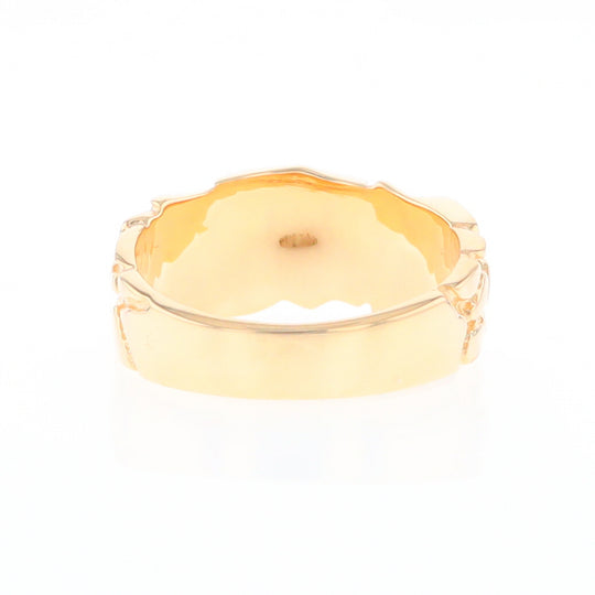 Gold Quartz Ring 3 Section Inlaid Nugget Design Band