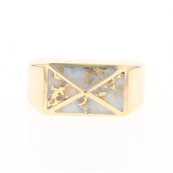 Four Section Gold Quartz Inlaid Men's Ring G2