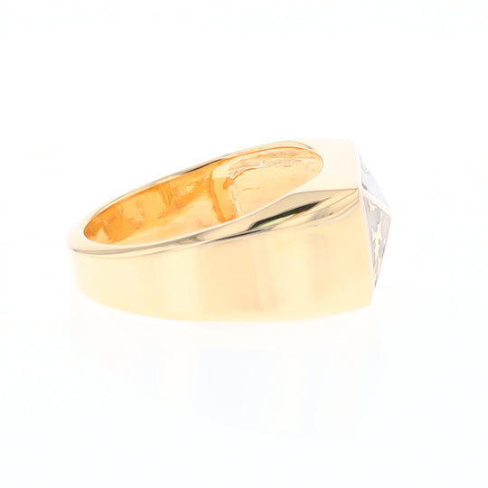 Four Section Gold Quartz Inlaid Men's Ring G2