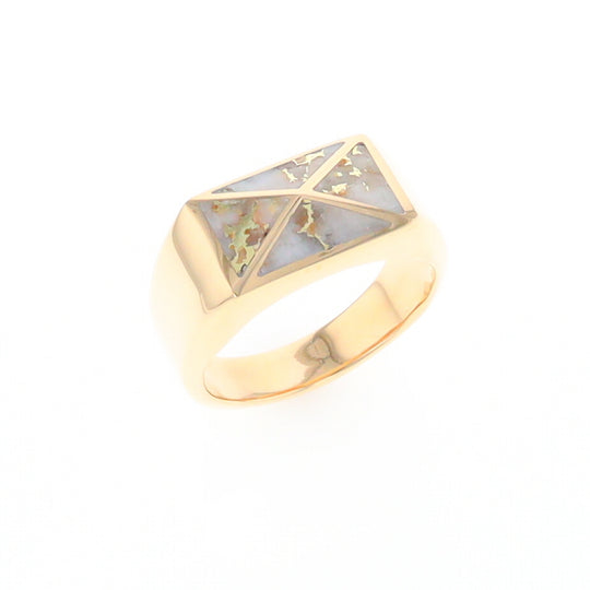 Four Section Gold Quartz Inlaid Men's Ring G2