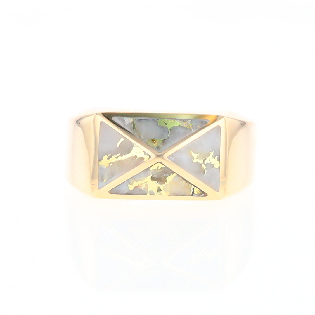 Four Section Gold Quartz Inlaid Men's Ring G2