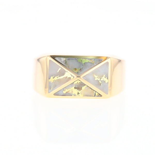 Four Section Gold Quartz Inlaid Men's Ring G2