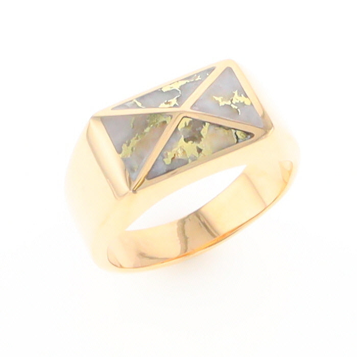 Four Section Gold Quartz Inlaid Men's Ring G2 – Hawkes and Co