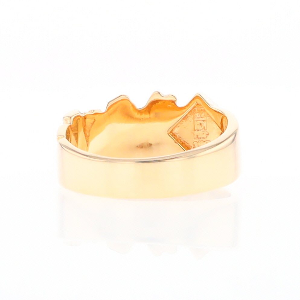 Gold Quartz Ring Diamond Shape Inlay Nugget Design Band