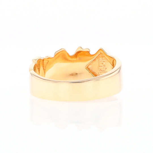 Gold Quartz Ring Diamond Shape Inlay Nugget Design Band