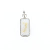 Gold Quartz Necklace, Rectangle Inlaid Fleur De Lis Design with .02ctw Diamond Pendant