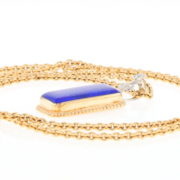 Lapis Milgrain Rectangle Pendant