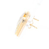 Gold Quartz Earrings Rectangle Inlaid Milgrain Design - G2