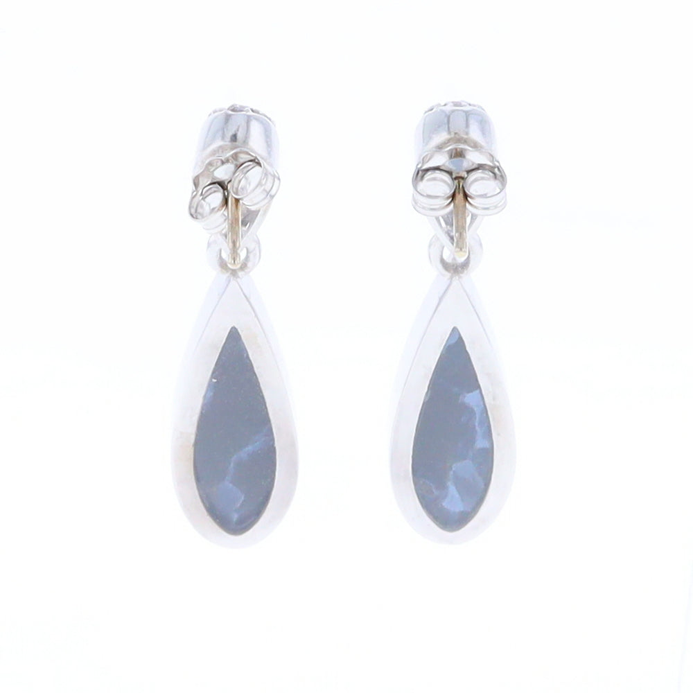 Natural Pietersite Inlaid Teardrop 0.22ctw Diamond Earrings