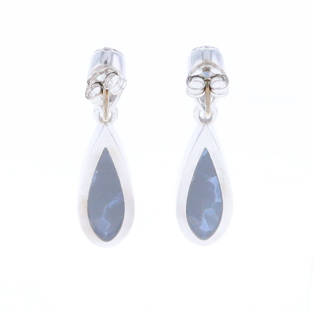 Natural Pietersite Inlaid Teardrop 0.22ctw Diamond Earrings