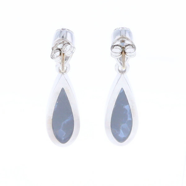 Natural Pietersite Inlaid Teardrop 0.22ctw Diamond Earrings