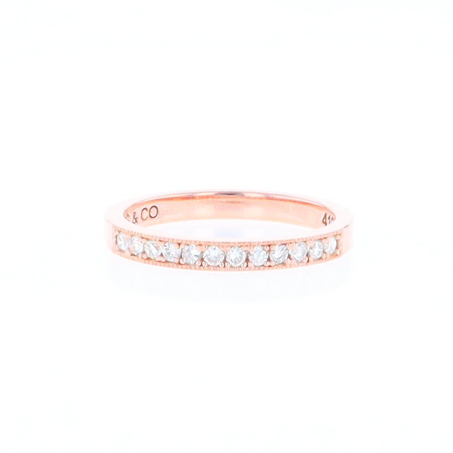 Rose Gold Milgrain Diamond Wedding Band