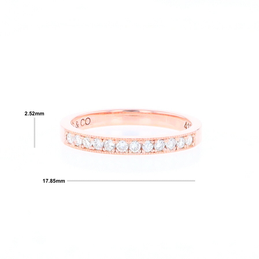 Rose Gold Milgrain Diamond Wedding Band