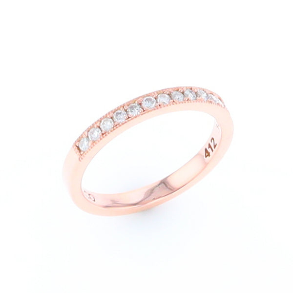 Rose Gold Milgrain Diamond Wedding Band