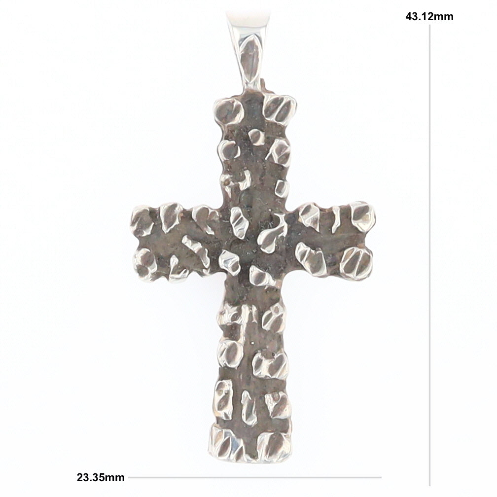 Sterling Silver Nugget Pattered Cross Pendant