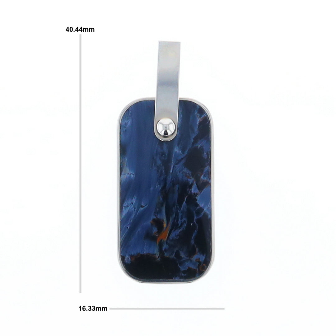 Natural pietersite inlaid dog tag cross pendant