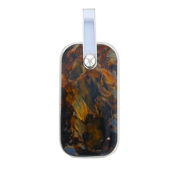 Natural pietersite inlaid dog tag cross pendant
