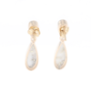 Gold Quartz Earrings Tear Drop Inlaid Design