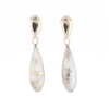 Gold Quartz Earrings Tear Drop Inlaid Design