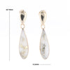 Gold Quartz Earrings Tear Drop Inlaid Design