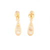 Gold Quartz Earrings Tear Drop Inlaid Design