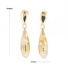 Gold Quartz Earrings Tear Drop Inlaid Design