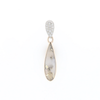Gold Quartz Necklace Tear Drop Inlaid Pendant with .11ctw Diamonds