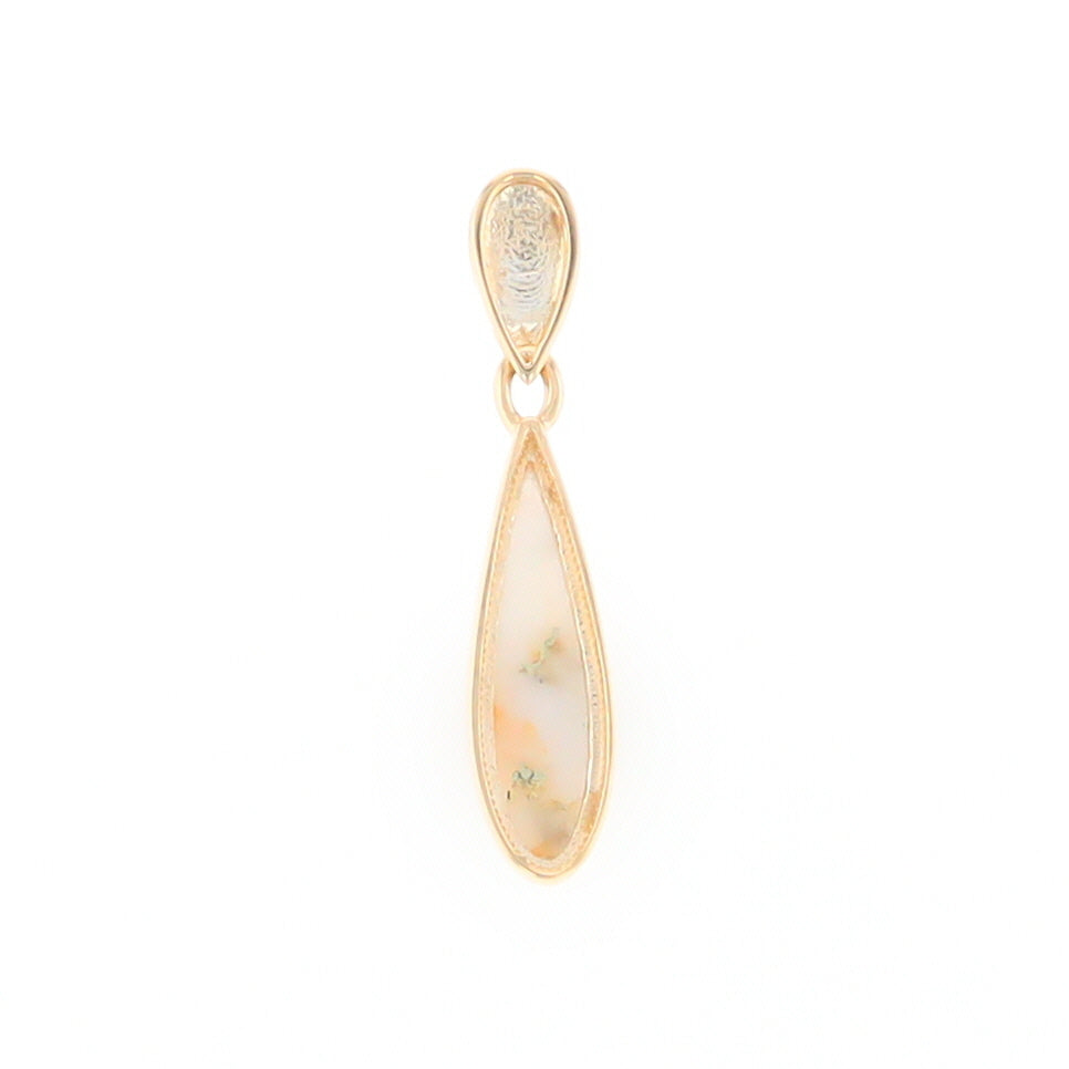 Gold Quartz Necklace Tear Drop Inlaid Pendant