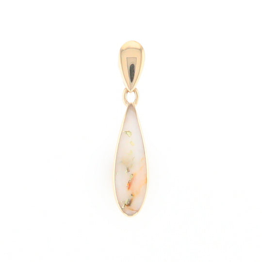 Gold Quartz Necklace Tear Drop Inlaid Pendant