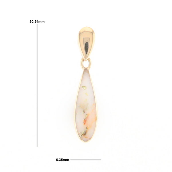 Gold Quartz Necklace Tear Drop Inlaid Pendant